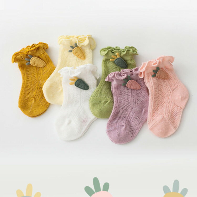 送料無料 ベビーソックス 3足組 キッズ 靴下 子供ソックス 女の子 メッシュ 涼しい 幼児 夏用 コットン 綿 薄手 フリル 無地 夏 春 かわいい ギフト プレゼント 出産準備 幼稚園 保育園 通園 通学 2