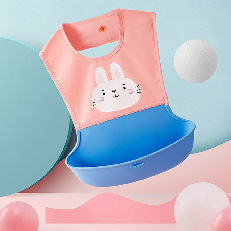 【送料無料】お食事エプロン シリコン 保育園 ポケット付き 防水 スナップボタン ...