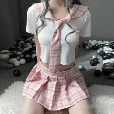 コスプレ セクシー セーラー服 制服 女子制服 高校生 学生 女子高生 5点セット 可愛い コスチューム ミニスカート 半袖 可愛い チェック柄 ネクタイ
