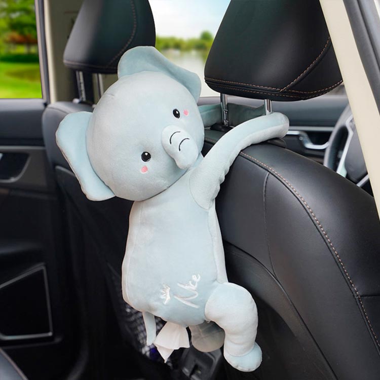 車用 ティッシュカバー ぬいぐるみタイプのティッシケース つり下げ式 後席 軽量 簡単設置 かわいい [3]
