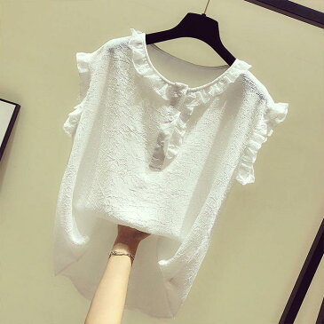シフォントップス ノースリーブ レディース 袖なし シフォンブラウス フリル ゆったり 可愛い おしゃれ 薄手 無地 夏 送料無料 韓国スタイル 大きいサイズ M L XL 2XL 3XL 4XL