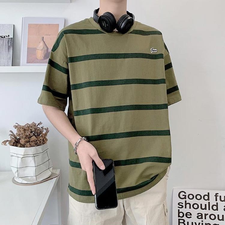Tシャツ メンズ 半袖 トップス ボーダー柄 カットソー シンプル トレンド スタイルアップ クルーネック 柔らかい 薄手 涼しい ゆったり カジュアル 快適 おしゃれ 韓国風 大きいサイズ 送料無料