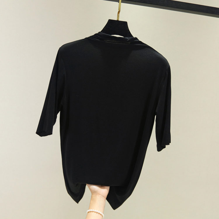 全9色×6サイズ！ハイネック tシャツ カットソー レディース 5分袖カットソー トッ...