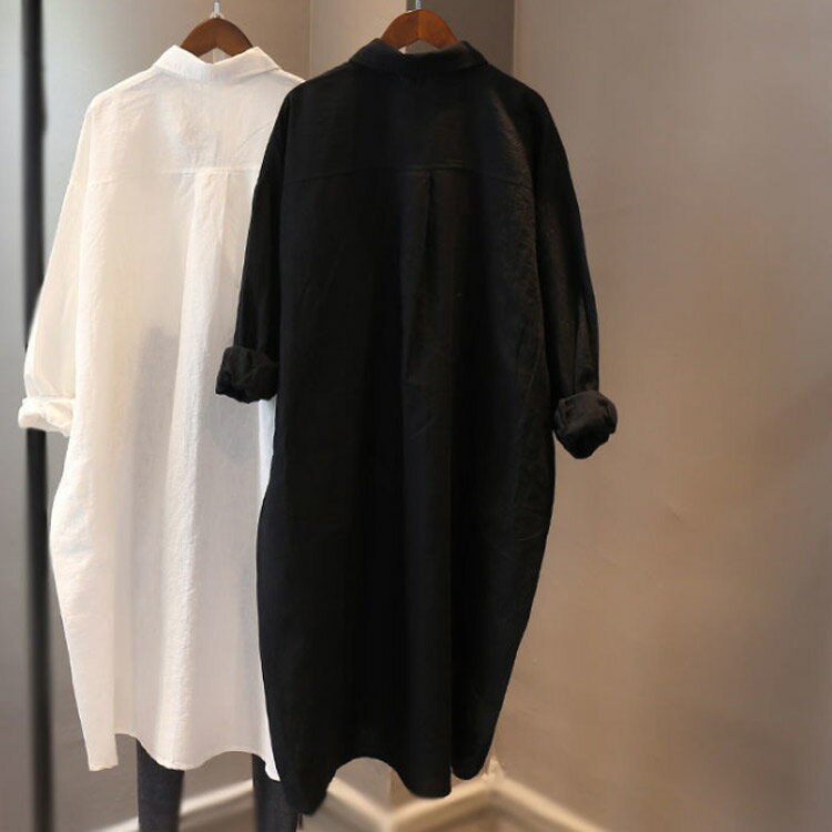 シャツ ワンピース ロングシャツ レディース リネン 麻 シャツワンピ 長袖 チュニ...