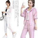 パーカー 上下セット ブルゾン ジャージセット ジャケット ライトアウター ロングパンツ 長ズボン アンクル丈 ライン入り