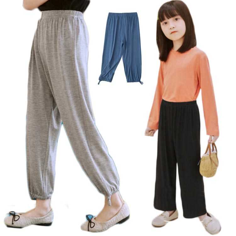 キッズ パンツ 夏 ロングパンツ 2way 薄手 蚊防ぐ 子供服 女の子 虫除け 夏物 通気性 パンツ ウエストゴム お洒落 接触冷感 シンプル 春夏 送料無料 ゆったり 長ズボン ボトムス送料無料 UVカット