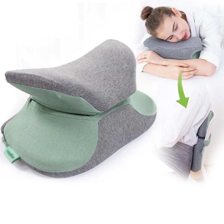 うつ伏せ寝枕 2way お昼寝枕 オフィス 柔らかい 低反発 クッション 背もたれ 背当て 腰当て 快眠枕 首・頭・肩 頸椎サポート オフィスディスク 取付バンド [2]