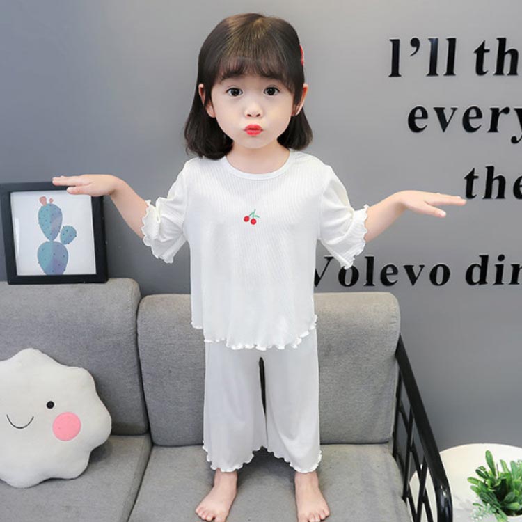 パジャマ ルームウェア 女児 部屋着 上下セット Tシャツ＆ロングパンツ ガールズ 子供服 寝間着 セットアップ ウエストゴム 夏物 薄手 半袖 柔らかい ひんやり 動きやすい ゆったり