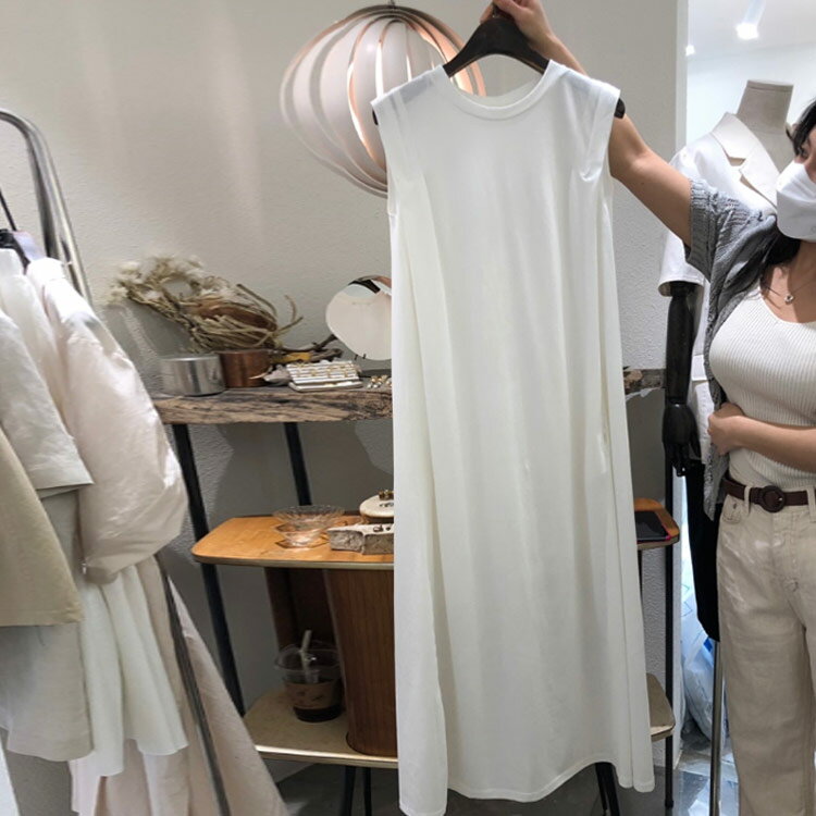 送料無料 ワンピース Aライン チュニック ノースリーブ tシャツワンピース 伸縮性 ...