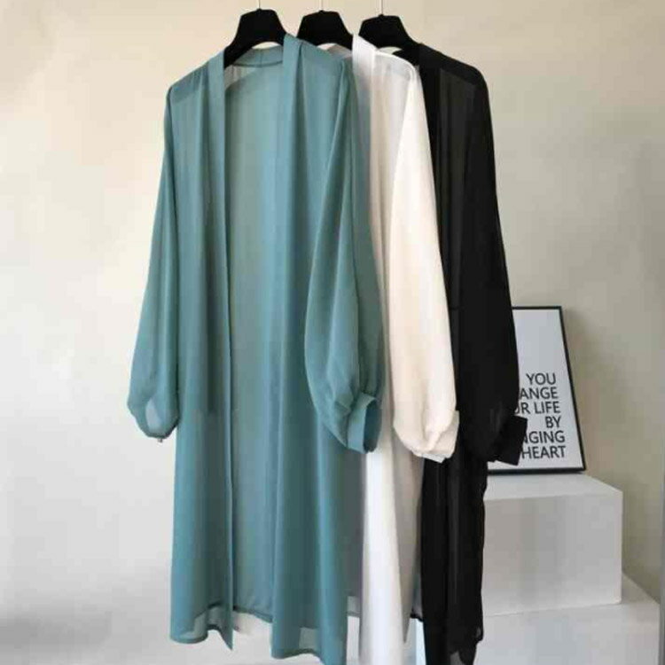 ロングカーディガン レディース 透け感 長袖 シアーカーディガン シフォンカーディ...