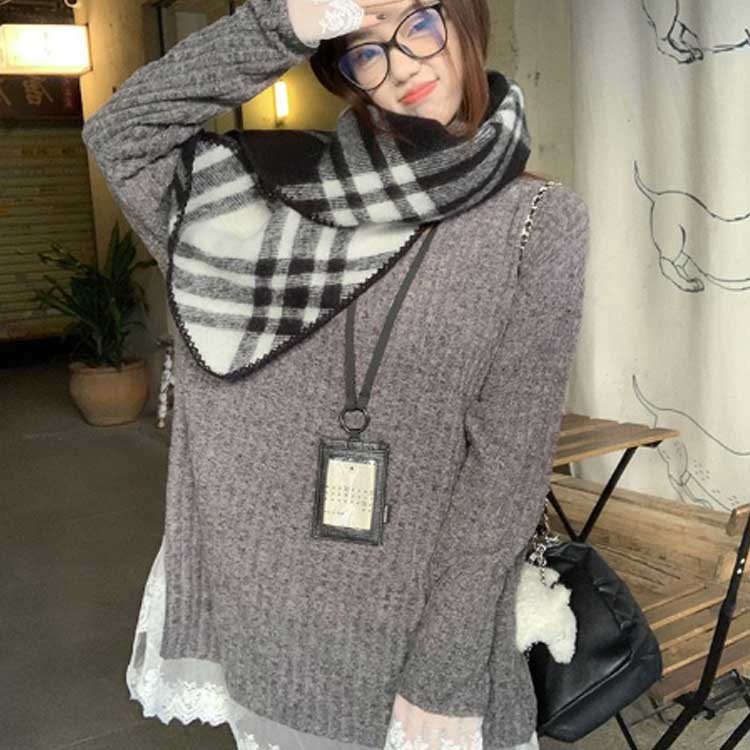 ニット レディース トップス 秋 春 冬 長袖 チュニック セーター 無地 長袖セーター レース裾 トップス ゆったり Vネック ゆったり 体型カバー シンプル 細見え やわらか チクチクしない 長袖ニット ニットソー 大人 通勤 20代 30代 40代 OL ママ 母 送料無料 neighbor111-10009392 neighbor サンプル画像2