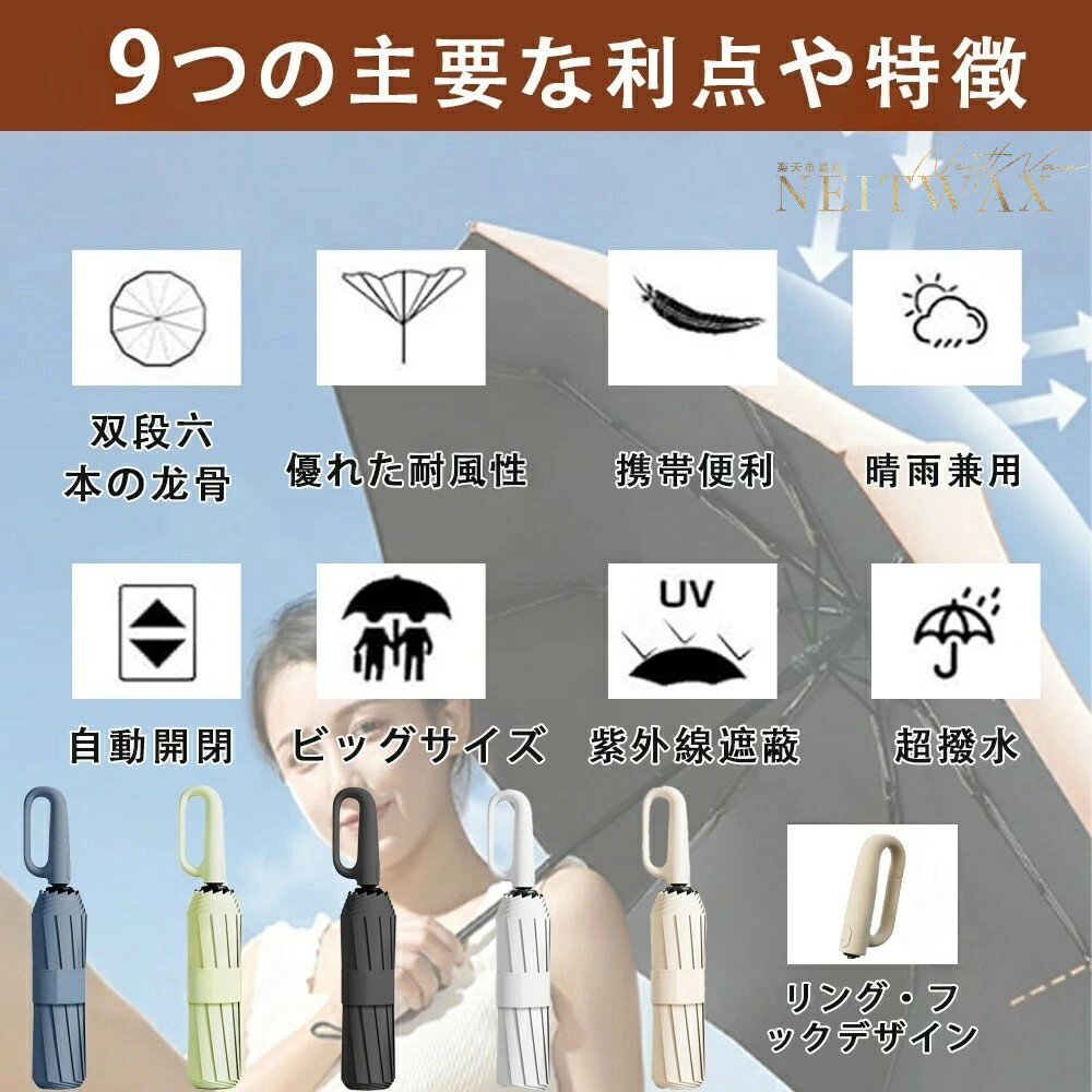 折りたたみ傘 自動開閉 折り畳み傘 日傘 撥水加工 超軽量 雨傘 丈夫 高強度グラスファイバー完全遮光 晴雨兼用傘 メンズ レディース 遮光率99.99% UVカット 頑丈な32本骨 防水 撥水速乾 頑丈 耐強風 男女兼 梅雨 防災グッズ 送料無料
