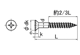 鉄 (+)皿木ねじ 2.4x6.3 ユニクロ 【1000個入】