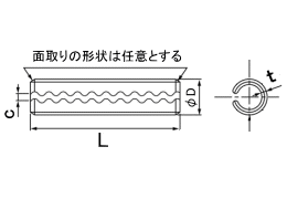 ステンレス 波形スプリングピン(軽荷重用・大陽製) 3.5x15 【100個入】 2