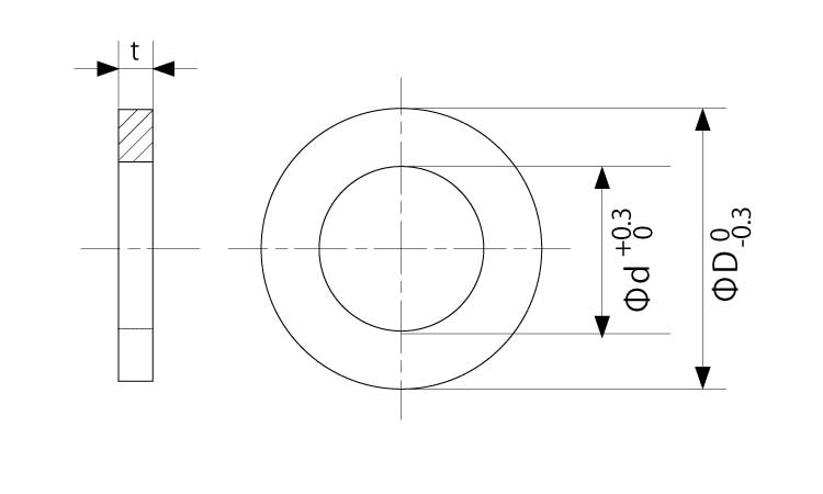 シムワッシャー（T＝0．2【100個】SUSシムワッシャー(T=0.2 6X14X0.2 ステンレス(303、304、XM7等) / 生地(または標準) 2