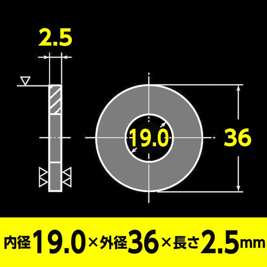 ステンレス 平ワッシャー M18用 内径19.0mm 外径36mm 厚さ2.5mm 2個入 バイク DIY ...