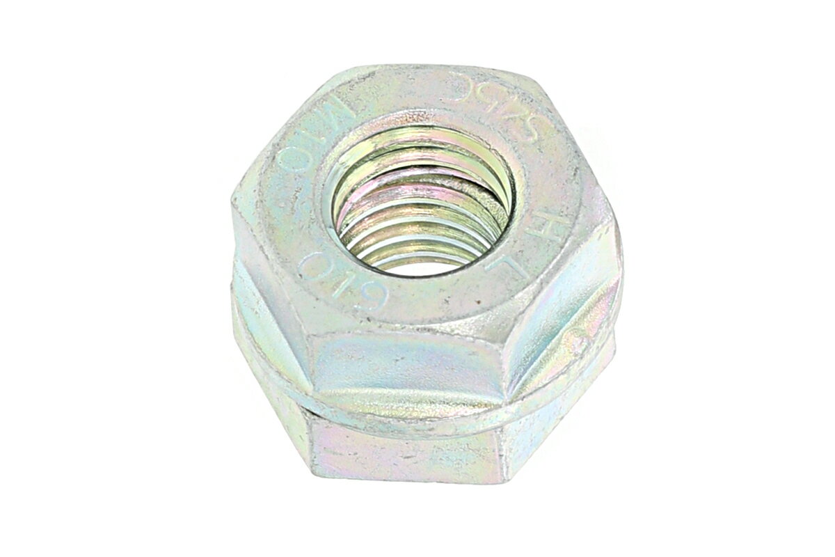 鉄(S45C・焼入れ)/三価ホワイト ハードロックナット [リム付]M20　【 バラ売り ： 1組入り 】