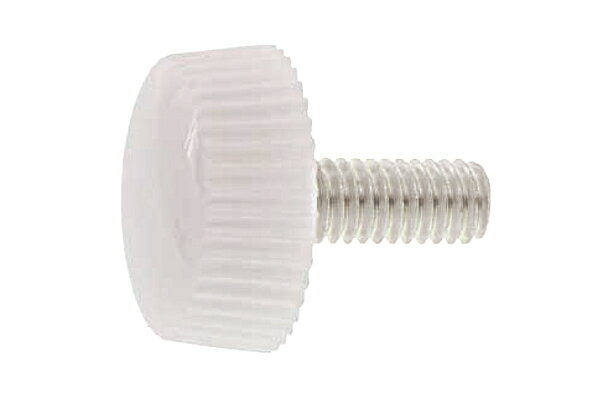 ナイロン(白) 化粧ねじ [中：No.2][ねじ部：ステンレス/生地] M5×12　【 小箱 ： 1箱／500本入り 】