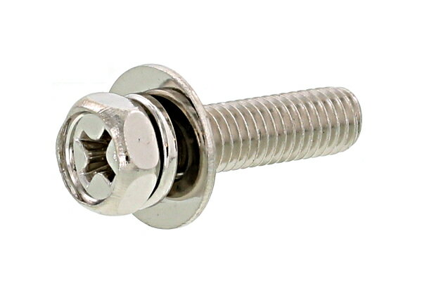 黄銅/ニッケル (+)六角アプセットセムス [P=3]M5×12　【 バラ売り ： 4本入り 】