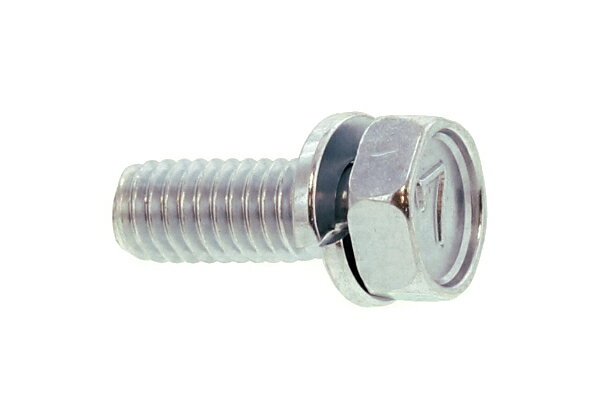 楽天ネジのトミモリ鉄/三価ホワイト 7マーク 六角アプセットセムス [P=2]M6×16　【 お得セット ： 60本入り 】