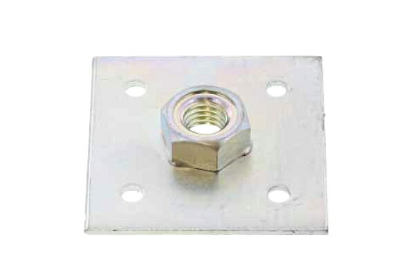 鉄/三価ホワイト 板付ナット (ウィット)W3/8　【 小箱 ： 1箱／30個入り 】