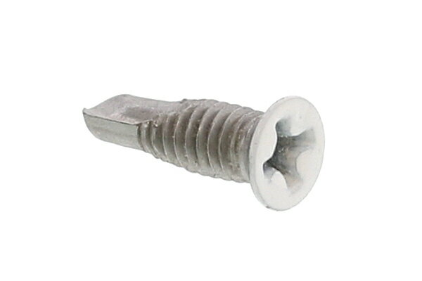 SUS410/頭部ホワイト焼付塗装 (+)小頭サラ ピアス ドリルねじ (細目・全ねじ)M4×16　【 小箱 ： 1箱／1..