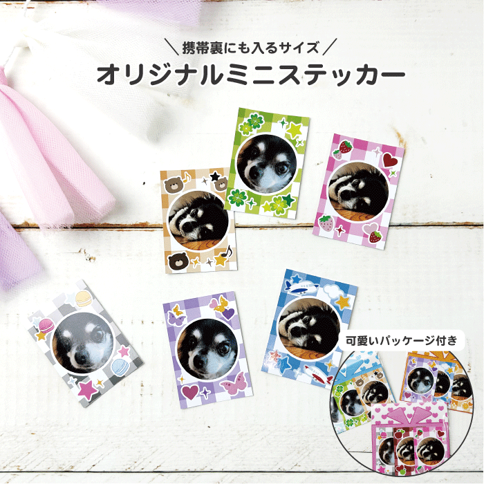 オリジナルミニステッカー カスタム オーダーメイド 簡単 写真 ペット 子供 記念日 誕生日 お祝い ...