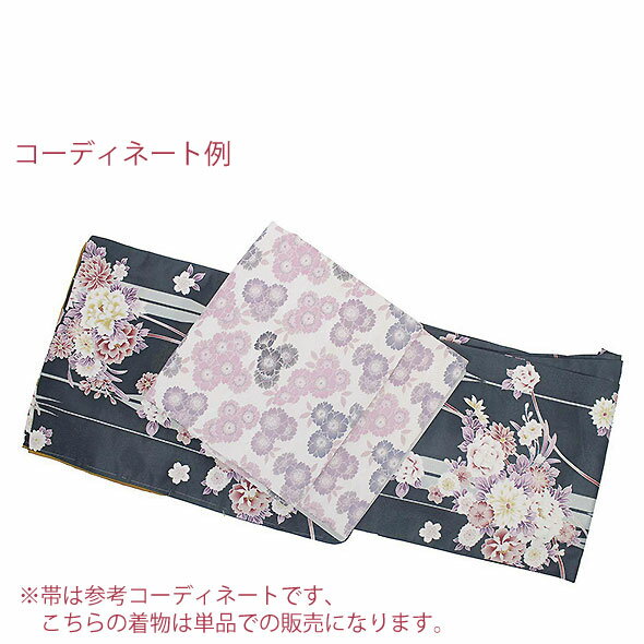 ブランド着物hiromichi nakano（ナカノヒロミチ）　仕立上Mサイズ小紋　袷　あわせ着物　プレタ着物・花柄ポリエステル 洗える着物 普段着 カジュアル着物