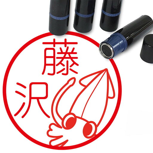 イカ はんこ かわいい イラスト入り ネーム印 10mm ブラザー 新生活 入社 入学 入園 イカ はんこ かわいい イラスト入り ネーム印 10mm ブラザー 新生活 入社 入学 入園