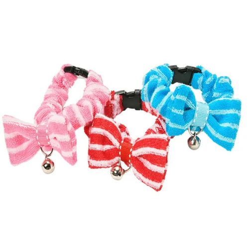 【メール便】CAT Amo.k アモワークス キャット　パイルシュシュ カラー ピンク レッド ブルー S M サイズ 猫用首輪 セーフティバックル 810089