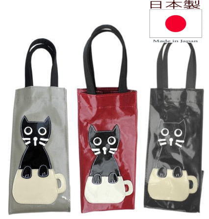 【お得なセット割引】カップ猫 3枚セット 手作りアップリケ トートバッグ 水筒 ペットボトル 猫グッズ 猫雑貨 好き おもしろ プレゼント かわいい 人気 癒し...