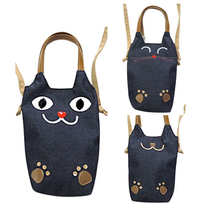 Nekohatiのデニム猫ショルダーバッグ - 漫画の世界へお出かけを 猫グッズ 好き おもしろ プレゼント かわいい 人気 癒し お薦め