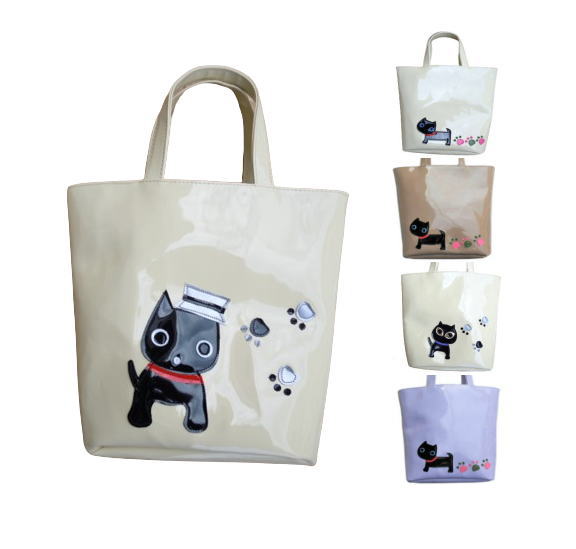 猫柄 ミニトートバッグ ちいかわ 肉球 黒猫グッズ 雑貨 女性 誕生日 プレゼント おもしろ かわいい おしゃれ エナメルバッグ|