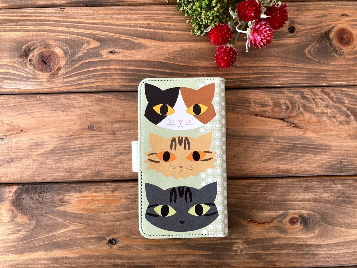 スマホケース　猫　汎用型　ほぼ全機種対応　手帳型　Mサイズ　iPhoneケース　おしゃれ　かわいい　ネコ　ねこ 【 黒猫 】　手帳型スマホケース【Mサイズ】（iPhone6・7・8、iPhoneSE2020など）　くろねこ　クロちゃん