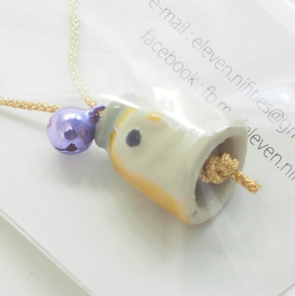 九谷焼のお守り「鐘ふくろう」イエロー 【楽ギフ_包装】ギフト/プレゼント/ストラップ/縁起物/招福/開運/キーホルダー/チャーム/和装/和服/母の日/父の日/敬...