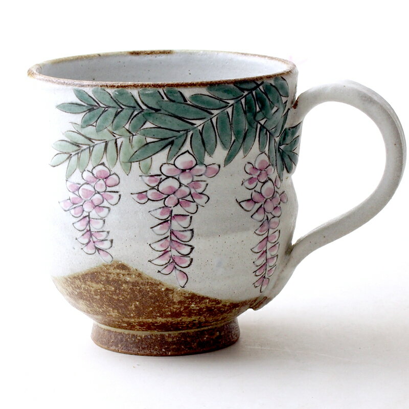 九谷焼マグカップ 和花図譜『藤』【楽ギフ_名入れ】ギフト/プレゼント/ 結婚祝い/妻/結婚記念日/和食器/湯のみ/母の日/父の日/金婚式/銀婚式/還暦/古希/喜寿/傘寿/米寿/お祝い/お誕生日陶器/お土産/日本/敬老の日