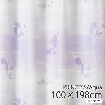 日本製 ディズニー レースカーテン 100×198cm「プリンセス／アクア」アリエル 1枚入り 洗える Disney Ariel リトルマーメイド PRINCESS ariel スミノエ M-1175(PU)