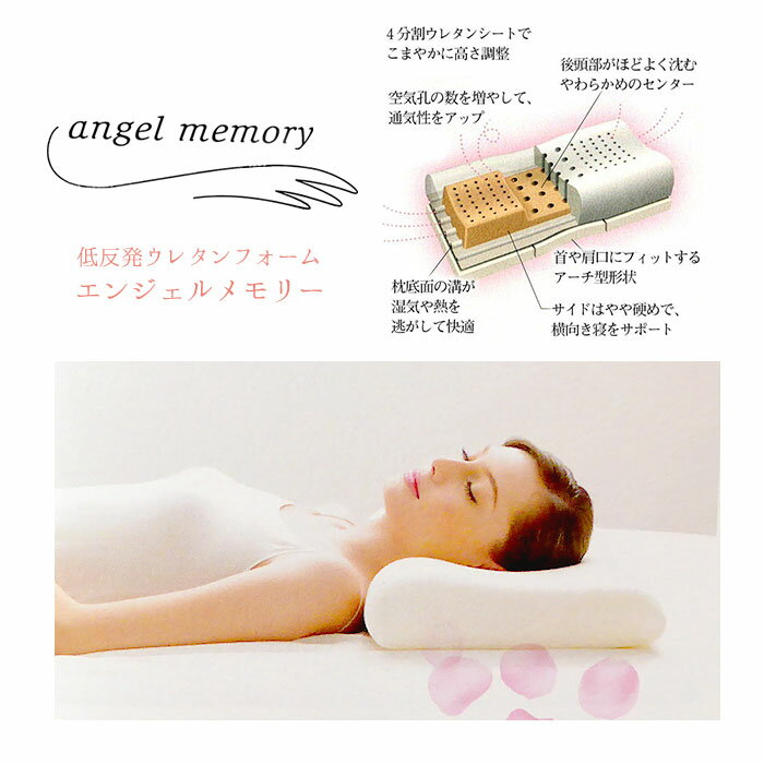 【専用カバープレゼント】日本製西川エンジェルメモリー低反発枕高さ調節可能低反発ウレタンフォーム60×33cm枕まくら高めふつう低め高中低EH98165044