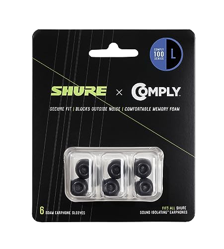 Shure シュア Comply製交換用ソフトフォームイヤパッド Lサイズ 3組入り EACYF1-6L SE AONIC 高遮音性イヤホン用 国内正規品