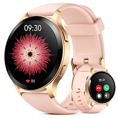 スマートウォッチ iphone対応 レディース 丸型 通話機能付き 「 」smart watch for women アンドロイド対応 腕時計 1.43インチ 歩数計 防水 文字盤変更 LINE通知 健康管理 アラーム 腕上げ点灯 音楽 軽量 ベルト交