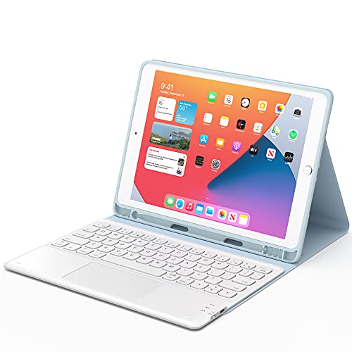 iPad 9/8世代 キーボード ケース タッチパッド付き ipad 10.2 7世代 2021/2020/2019モデル Bluetooth キーボードカバー 脱着式 多角度調整 傷つけ防止 耐久性 ペンシルホルダー付き 最新型スマート軽量 iPad 9/8世代 キーボード ケース タッチパッド付き ipad 10.2 7世代 2021/2020/2019モデル Bluetooth キーボードカバー 脱着式 多角度調整 傷つけ防止 耐久性 ペンシルホルダー付き 最新型スマート軽量