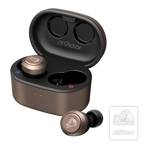 JVCケンウッド Victor HA-FX150T-NA ワイヤレスイヤホン Bluetooth ノイズキャンセリング ブロンズ 外音取り込み 最大21h再生 防水 マイク付き 軽量 アプリ連携 ステッカー付属