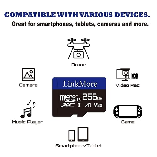 LinkMore 256GB マイクロSDカード Nintendo Switch対応/MicroSDXCカード / U3 / A1 / V30 / SDアダプター付 (読込最大95MB/s)