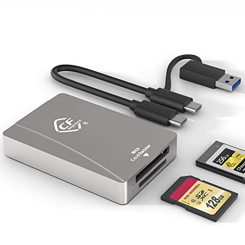 Cfexpress TypeB カードリーダー USB 3.2 Gen 2 10Gpbs CFexpressタイプBカード/SDメモリーカード対応 デュアルスロットポータブルアルミCFexpressカードアダプター対応 Windows/Android/