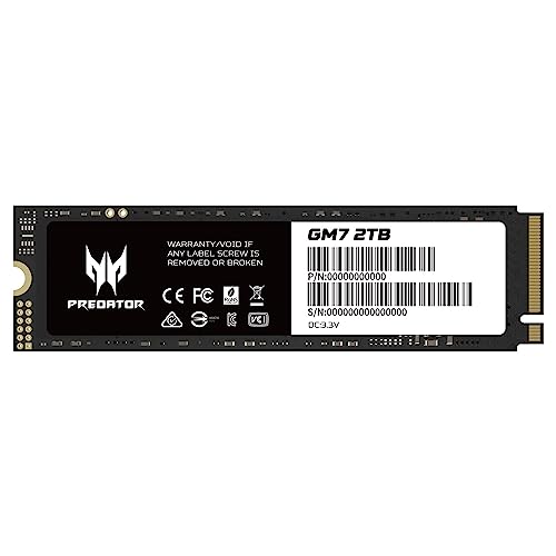 Acer Predator SSD 2TB PCIe Gen4x4 NVMe1.4 M.2 2280 PS5動作確認済み R:7200MB/s W:6300MB/s 3D NAND TLC GM7-2TB メーカー5年保証 正規販売代理店品