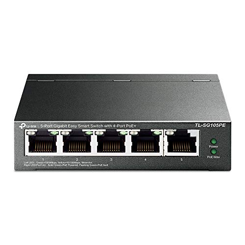 TP-Link 5ポート ギガビット イージースマートスイッチ(4 PoE+ポート搭載)TL-SG105PE TP-Link 5ポート ギガビット イージースマートスイッチ(4 PoE+ポート搭載)TL-SG105PE