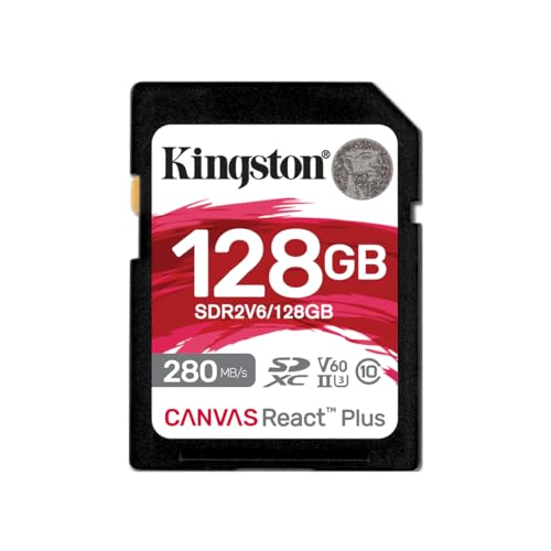 キングストン SDXCカード 128GB 最大280MB/s UHS-II V60 4K Canvas React Plus SDR2V6/128GB 製品寿命期間保証