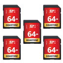 Gigastone 64GB SDカード 5枚セット UHS-I U1 Class 10 SDXC メモリーカード 高速 フルHD ビデオ デジタルカメラ SD...