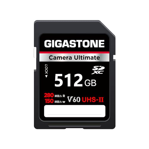 Gigastone SDカード 512GB UHS-II V60 U3 SDXC 超高速 メモリーカード, 最大280MB/s, 4K UHD ビデオ Canon Nikon Sony Pentax Kodak Olympus Panasonicなど Gigastone SDカード 512GB UHS-II V60 U3 SDXC 超高速 メモリーカード, 最大280MB/s, 4K UHD ビデオ Canon Nikon Sony Pentax Kodak Olympus Panasonicなど