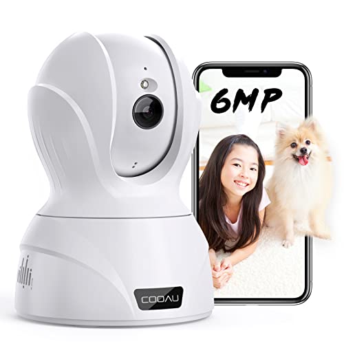 高精細600万画素 無線/有線接続 COOAU ネットワークカメラ ペットカメラ 6MP IP防犯監視カメラ 室内カメラ 留守番 ベビーモニター老人介護見守りカメラ WiFi強化 遠隔操作 暗視機能強化 AI知能動体検知 双方向通話 24時間全日のサムネイル
